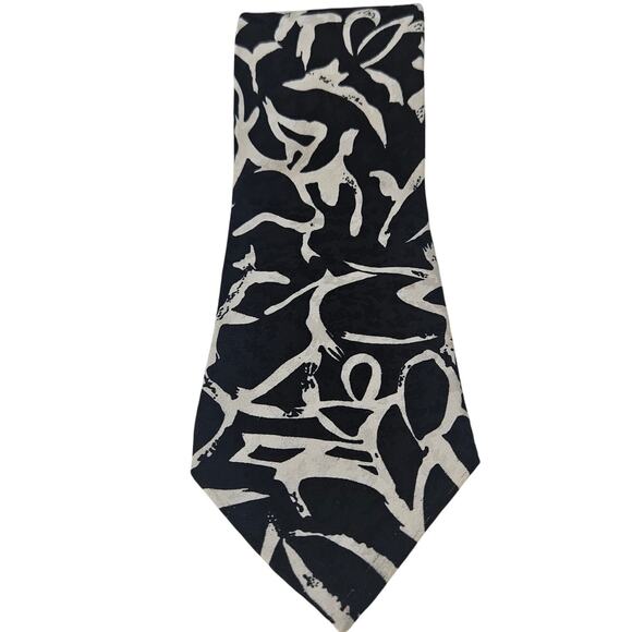 Carlo Battini 100% Roma Silk Black and White Tie  White & Black Abstract Pattern - Picture 1 of 5